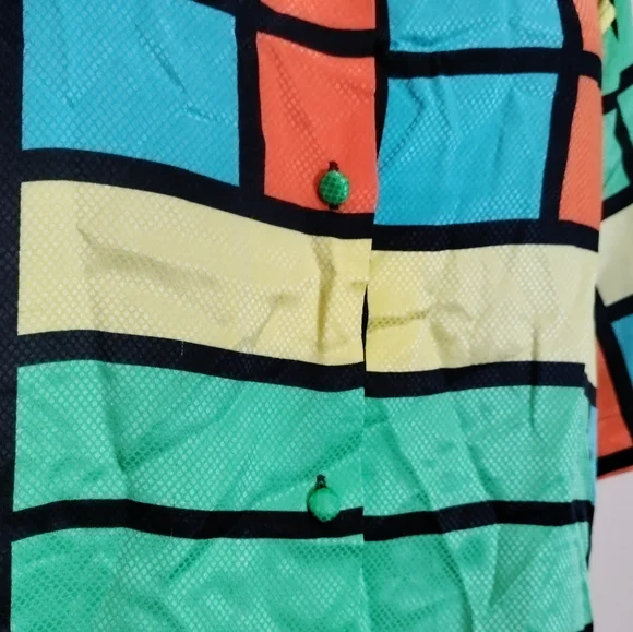 Vintage  80s Martinique color block women's blouse - Picture 2 of 6